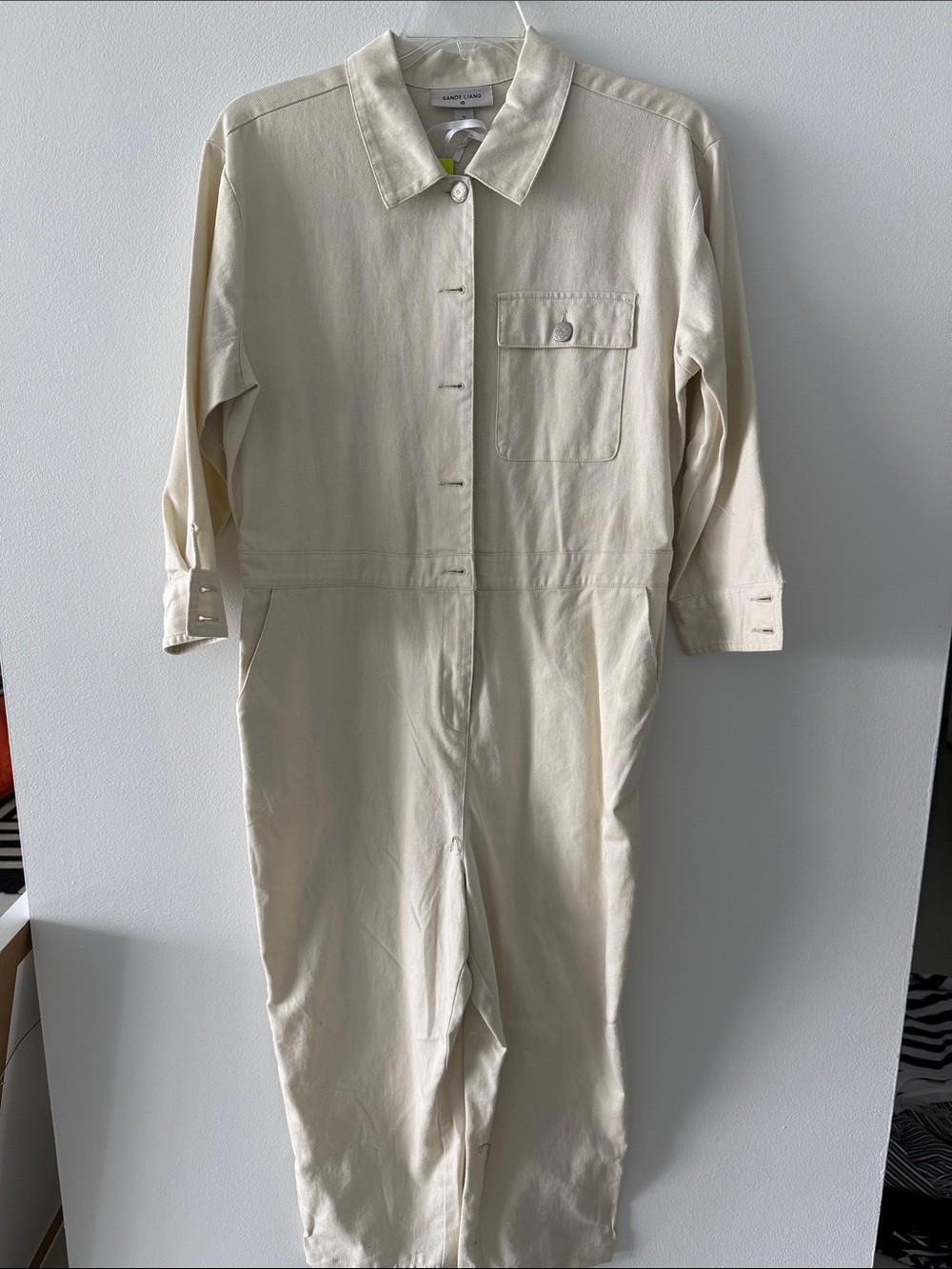 Sandy Liang Cream Straight-Leg Jumpsuit